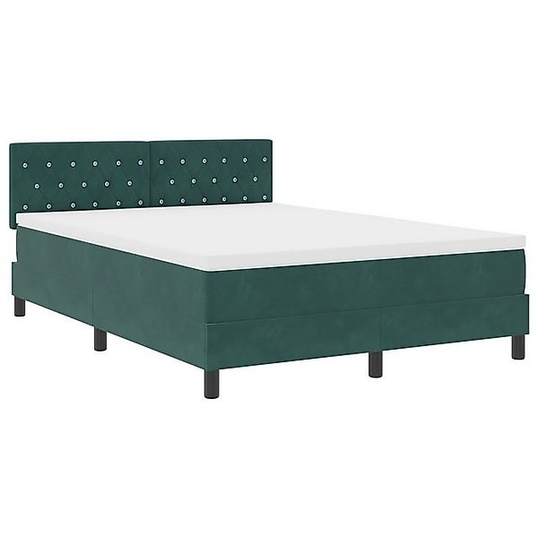 vidaXL Bett Boxspringbett mit Matratze Dunkelgrün 140x190 cm Samt (1-tlg) günstig online kaufen