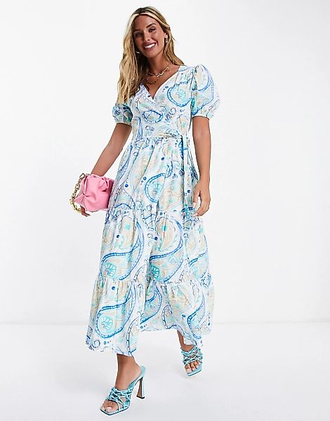 Never Fully Dressed – Lottie – Midikleid mit Paisley-Muster in Blau günstig online kaufen