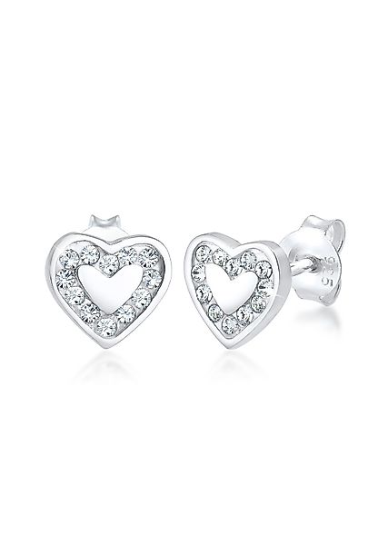 Elli Paar Ohrstecker "Ohrstecker Herz Glas Kristalle Weiß 925 Sterling Silb günstig online kaufen