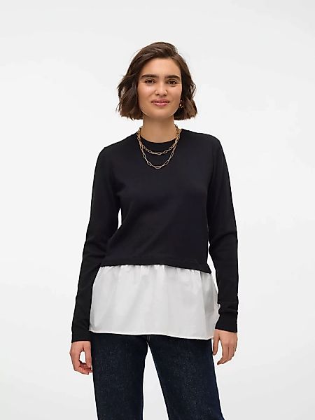 Vero Moda Rundhalspullover "VMJOSE LS O-NECK WVN MIX PULLOVER GA BOO" günstig online kaufen