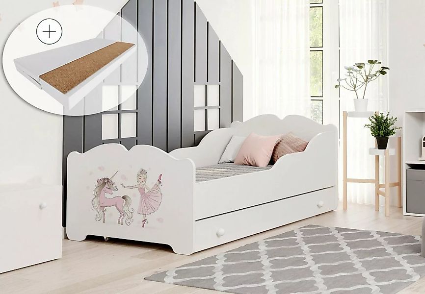 Kids Collective Kinderbett Mädchenbett 80x160 cm mit Matratze und Schublade günstig online kaufen