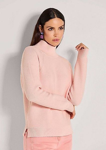 MADELEINE Strickpullover Zeitloser Baumwollpullover mit Stehkragen Feinstri günstig online kaufen