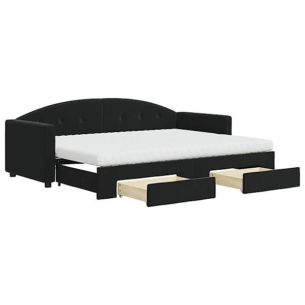vidaXL Bett, Tagesbett Ausziehbar mit Schubladen Schwarz 80x200 cm Samt günstig online kaufen