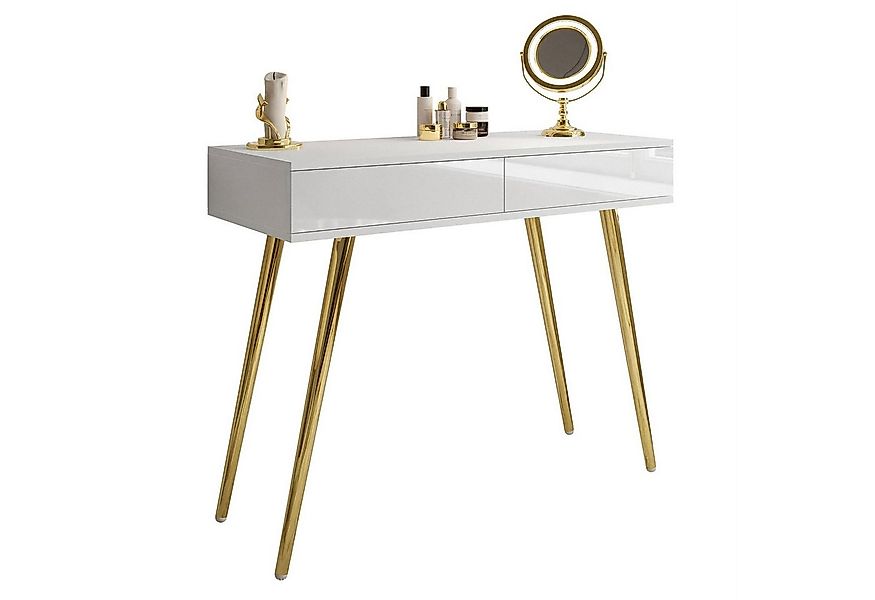 Lookway Konsolentisch SIENNA GOLD, Konsole mit Schubladen auf goldenen Bein günstig online kaufen