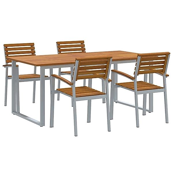 vidaXL Garten Essgruppe 5-Tlg Grau und Braun Akazie Massivholz 3284347 günstig online kaufen