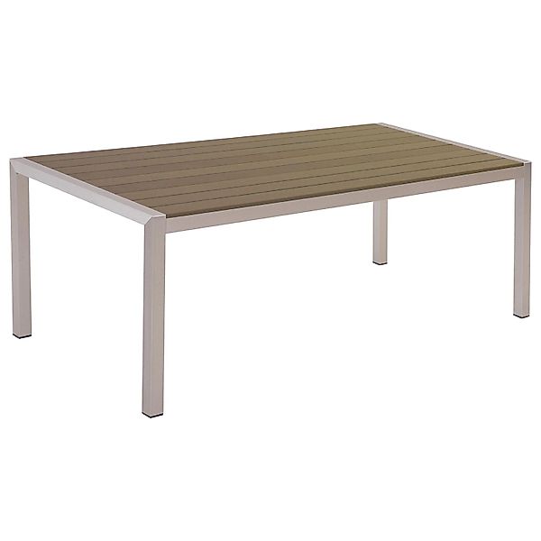 Beliani Gartentisch VERNIO Heller Holzfarbton Silber 180x90x76 günstig online kaufen