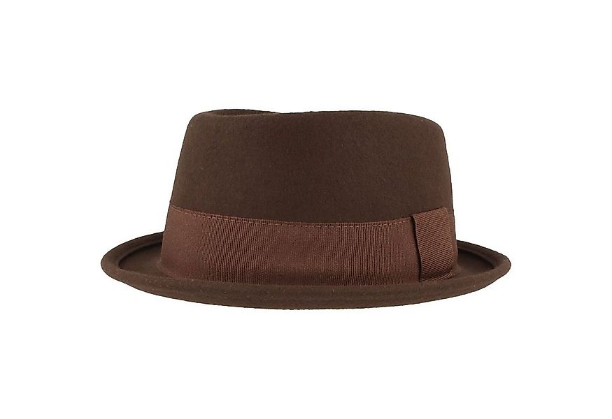 Breiter Filzhut Modischer Pork-Pie aus Wolle unifarben günstig online kaufen