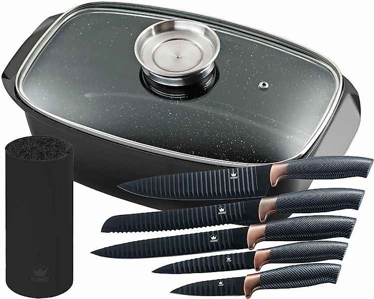 KING Bräter "5 Liter" Set, 5 Küchenmesser inklusive Messerblock, 8 Stk. tlg günstig online kaufen