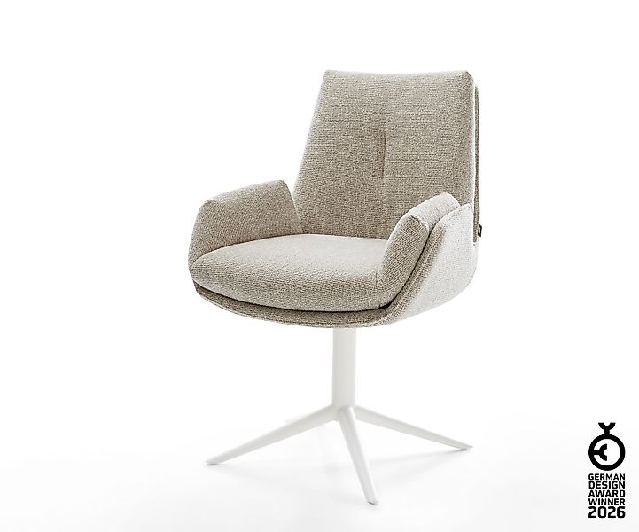 Drehstuhl Clea-Flex Webstoff Soft Beige Fußkreuz Weiß 360° drehbar Wippfunk günstig online kaufen