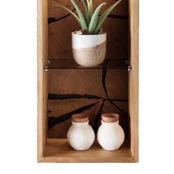 Wandregal Wildeiche geölt mit Hirnholz Rückwand 94 cm hoch günstig online kaufen