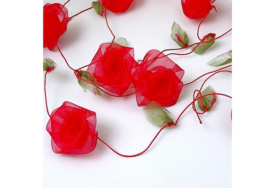 Deko AS Dekofigur Hochzeitsdeko Rosengirlande - rot - 2,5 m - 12 Rosen - 93 günstig online kaufen