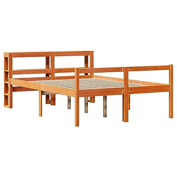 vidaXL Bett Bettgestell mit Kopfteil ohne Matratze Wachsbraun 120x200 cm günstig online kaufen