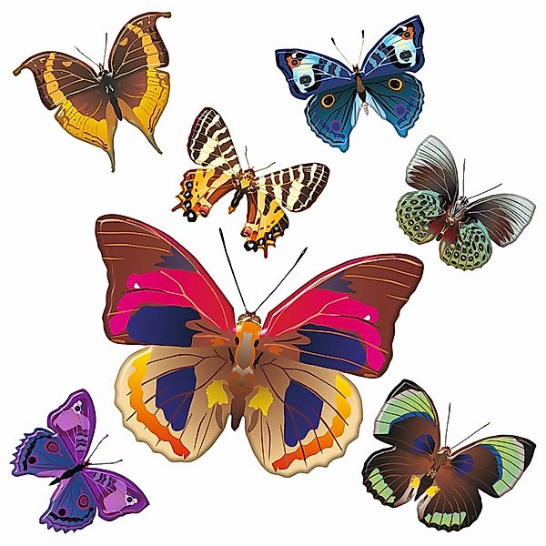 Sanders & Sanders Wandtattoo Schmetterlinge Rosa Blau und Gelb 30 x 30 cm 6 günstig online kaufen