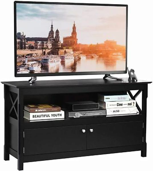 COSTWAY® TV-Kommode mit Regal und 2 Türen schwarz günstig online kaufen