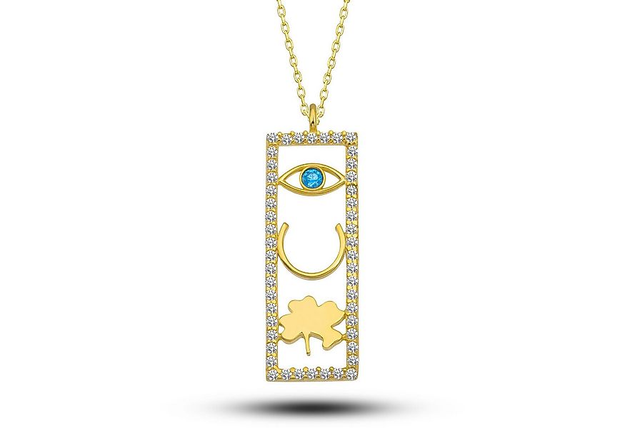 Nisan Kette und Anhänger Set, 925er Silber Halskette in Gold-Optik mit Glüc günstig online kaufen