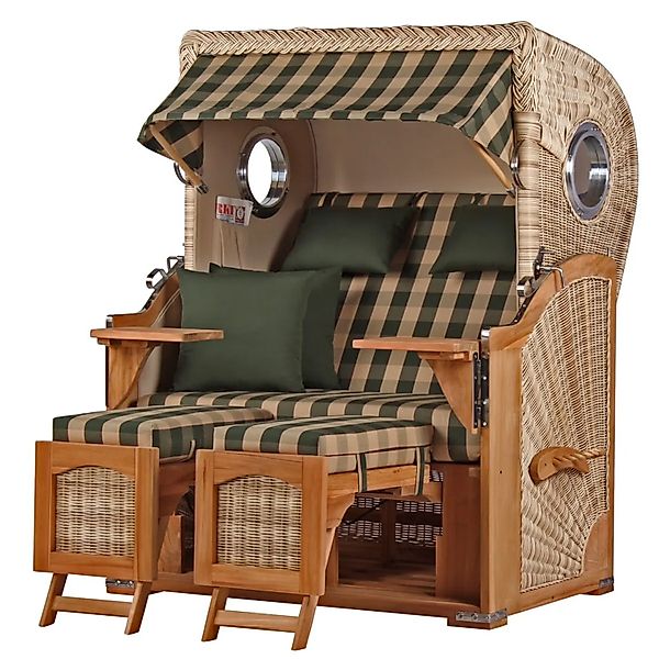 bene,iving Strandkorb Komplettset Ammersee Teak Bullauge PE Shell Modell 50 günstig online kaufen