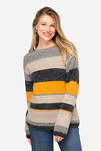 Laurasøn Fleecepullover Pullover Ringelstrick Wollanteil Rundhals günstig online kaufen