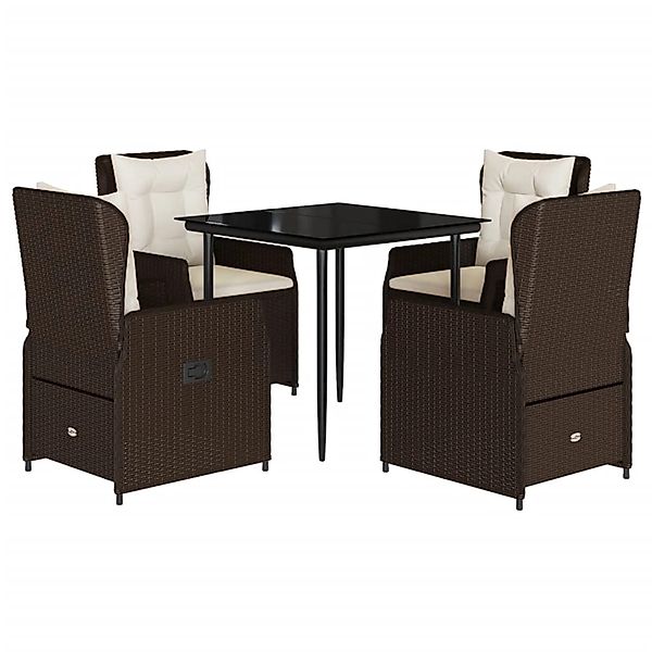 vidaXL 5-Tlg Garten-Essgruppe mit Kissen Braun Poly Rattan 3262841 günstig online kaufen