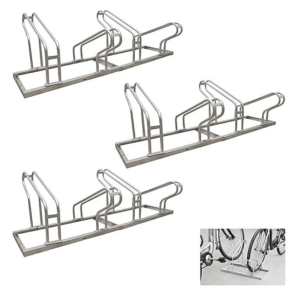 TRUTZHOLM Fahrradständer für 12 Fahrräder Höhenversetzt 420x45 cm Stahl günstig online kaufen