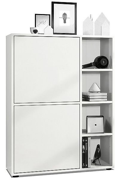 Vladon Highboard Cuba (Anrichte, mit 2 Türen und 4 offene Fächer), Weiß mat günstig online kaufen