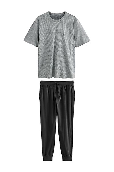 Next Pyjama Gestreifter, langer Jersey-Schlafanzug (2 günstig online kaufen