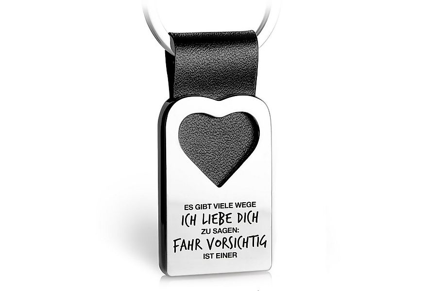 FABACH Schlüsselanhänger Leder mit Herz und Gravur - Fahr vorsichtig Glücks günstig online kaufen