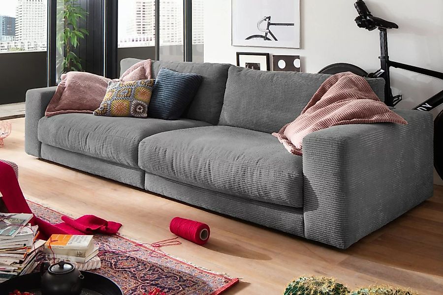 KAWOLA Sofa MADELINE 3-Sitzer Cord grau günstig online kaufen