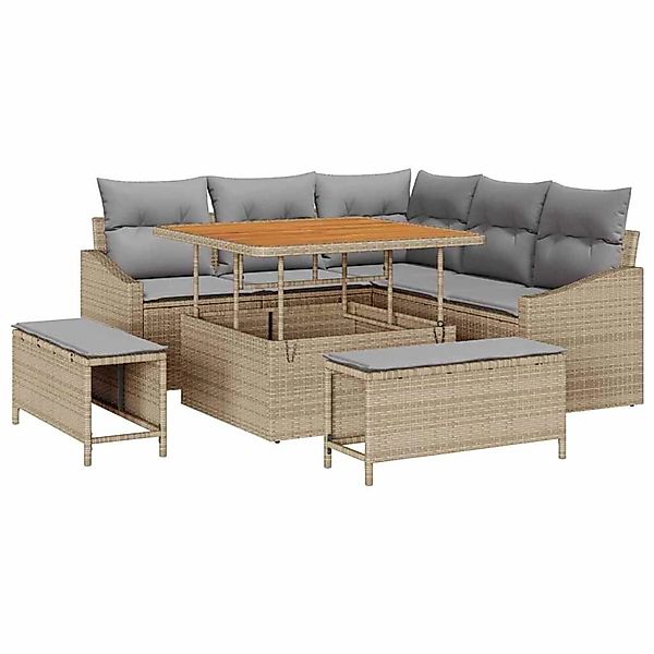 vidaXL 8-Teiliges Garten-Sofaset mit Kissen in Beige aus Poly Rattan 336264 günstig online kaufen