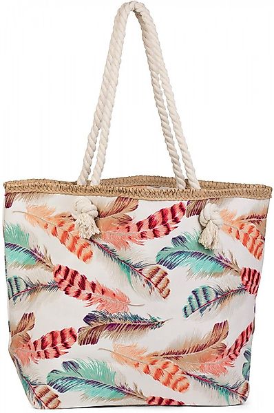 styleBREAKER Strandtasche Strandtasche mit bunten Federn günstig online kaufen