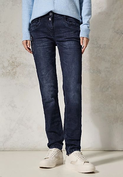 Cecil Slim-fit-Jeans - Toronto - Mid Waist, Schwarz-blaue Waschung günstig online kaufen