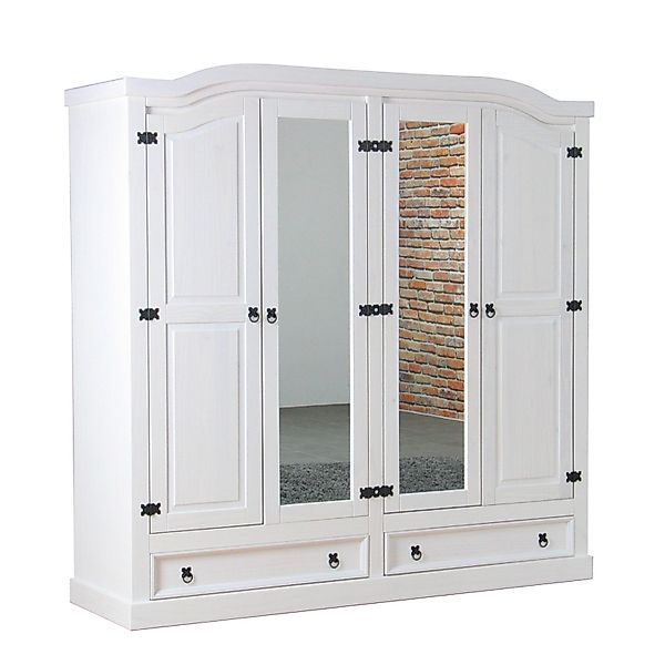 ebuy24 New Mexico Kleiderschrank 4-türig mit 2 Spiegeltüren 2 Füllungstüren günstig online kaufen