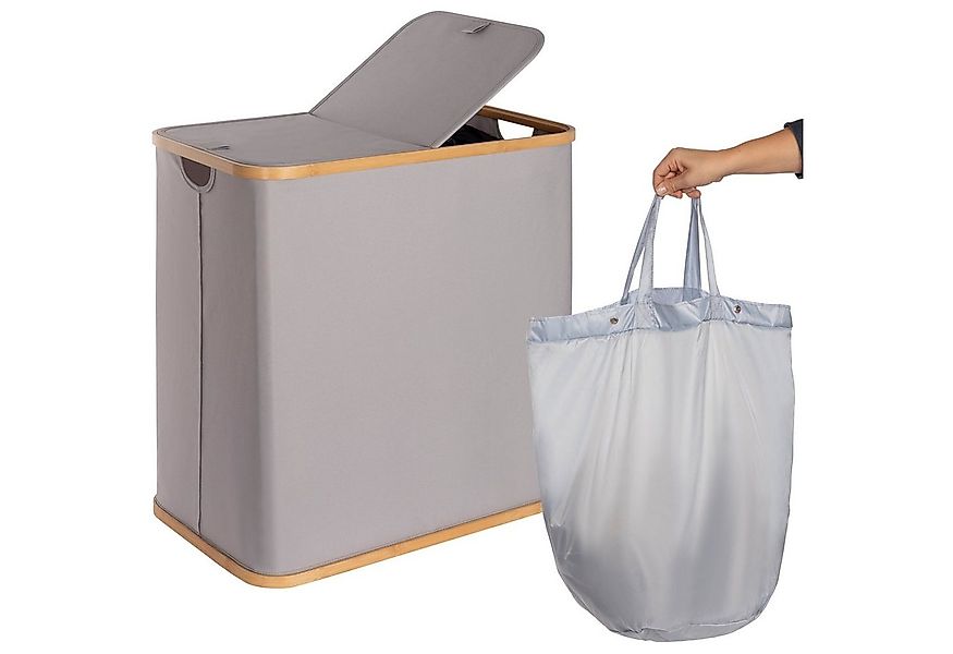 ONVAYA Wäschekorb Wäschekorb mit Deckel, 2 herausnehmbare Fächer, Pfandbehä günstig online kaufen