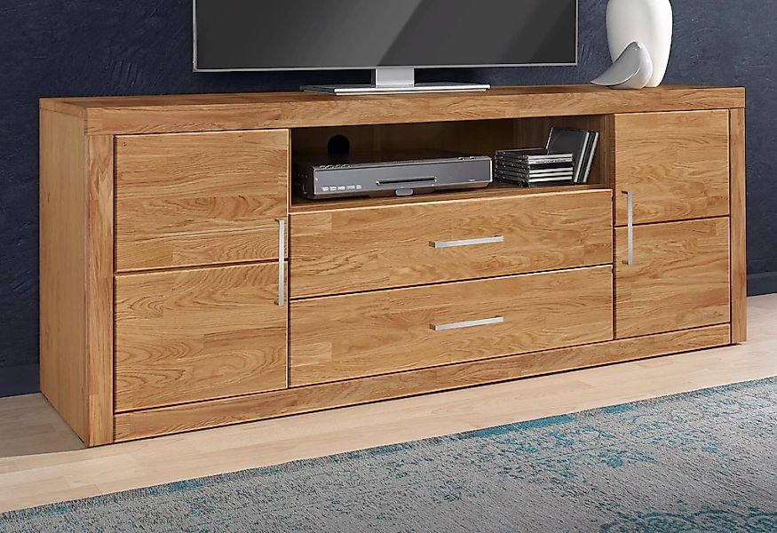 Home affaire Lowboard "Logo,160cm breit,42 cm tief, Fronten Massivholz, Kab günstig online kaufen