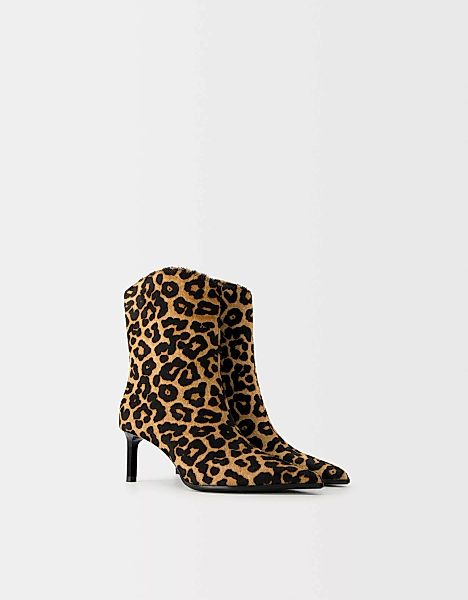 Bershka Stiefeletten Aus Leder Mit Print Im Leoparden-Look Damen 35 Leopard günstig online kaufen