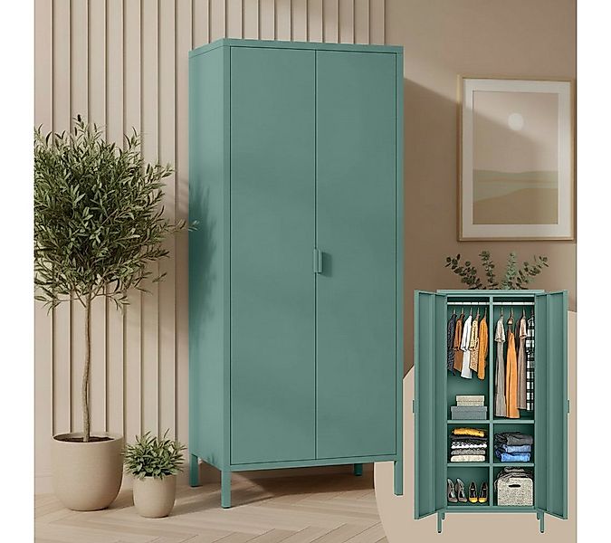 skølm Kleiderschrank Ituri aus Metall (Dunkelgrün) Metallschrank mit 6 Fäch günstig online kaufen