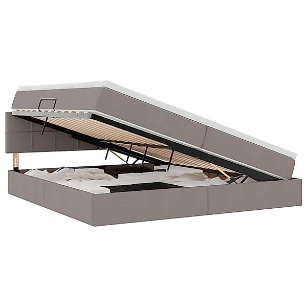 vidaXL Bett mit Stauraum und LED Taupe 200 x 200 cm Polyester 3371169 günstig online kaufen