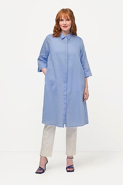 Ulla Popken Hemdbluse Longbluse Leinenmix A-Linie günstig online kaufen