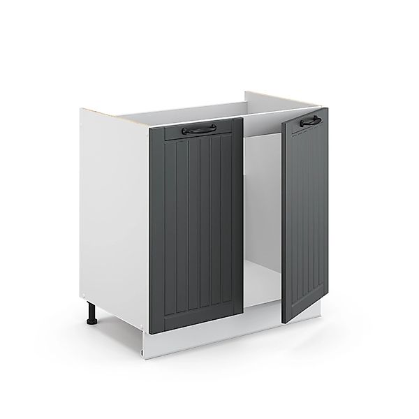 Vicco Spülenunterschrank Fame-Line Anthrazit Landhaus/Weiß 80 cm AP Eiche günstig online kaufen