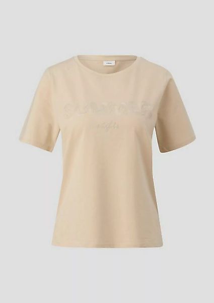 s.Oliver BLACK LABEL Kurzarmshirt T-Shirt aus Baumwollstretch mit Paillette günstig online kaufen