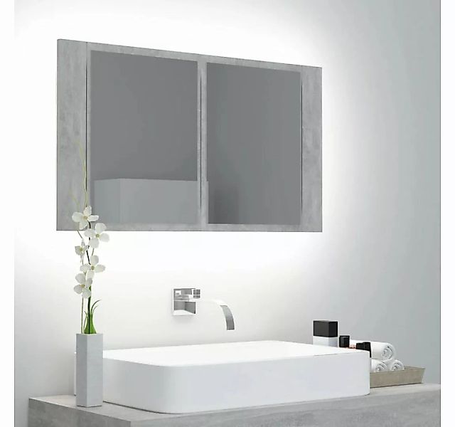 vidaXL Badezimmerspiegelschrank LED-Bad-Spiegelschrank Betongrau 80x12x45 c günstig online kaufen