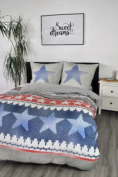 jilda-tex Bettwäsche Blue Stars, Flanell, Edelflanell-Bettwäsche günstig online kaufen