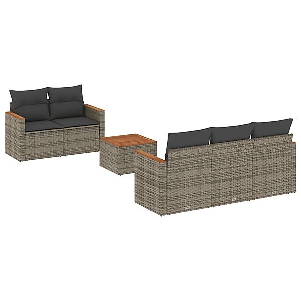 vidaXL 6-tlg Garten-Sofagarnitur mit Kissen Grau Poly Rattan Modell 56 günstig online kaufen