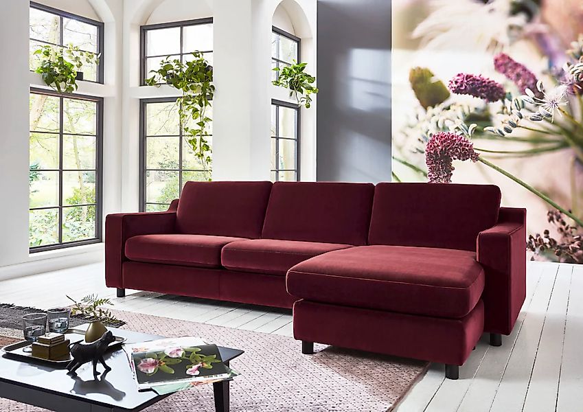 ATLANTIC home collection Ecksofa "Luka L-Form" pflegeleichter Samtvelours günstig online kaufen