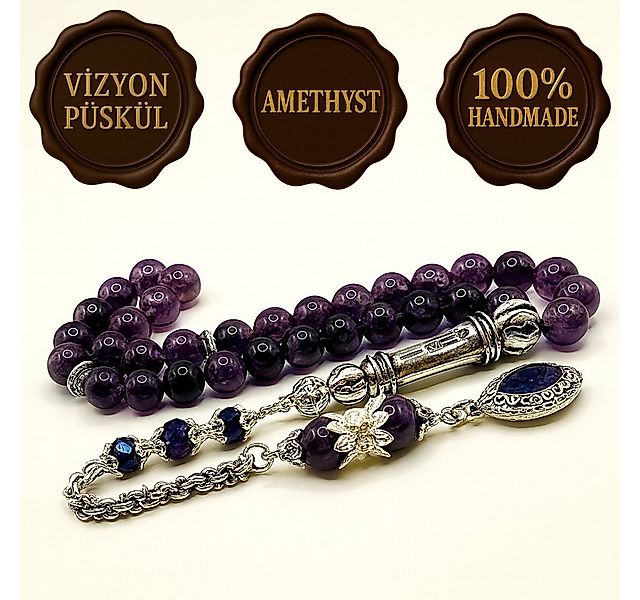 M-Punkt24 Kettenanhänger Set Tesbih Tespih Armband (Amethyst 8 mm Rund, Geb günstig online kaufen