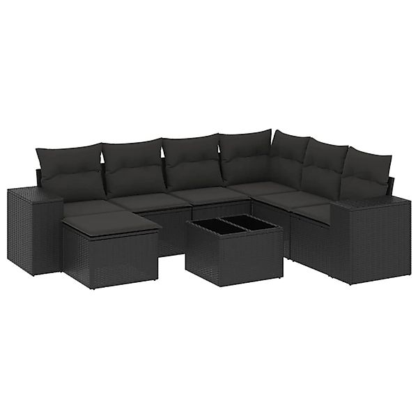 vidaXL 8-Tlg Garten-Sofagarnitur mit Kissen Schwarz Poly Rattan 3222904 günstig online kaufen