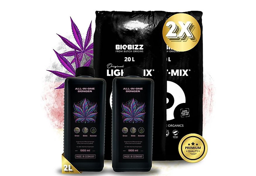 TronicXL Blumenerde 2x Biobizz Light Mix Grow Erde + Dünger Set Cannabis fü günstig online kaufen