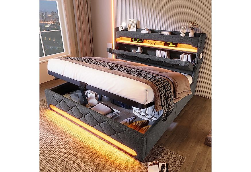 BlingBin Polsterbett Boxspringbett Stauraumbett (1-tlg., Einzelbett 140×200 günstig online kaufen