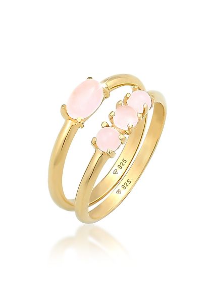 Elli Solitärring Quarz Rosa Stapelringe 2er günstig online kaufen