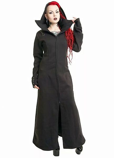 Poizen Industries Wintermantel Raven Maxi Coat Fleece Gothic Schnürung Flee günstig online kaufen