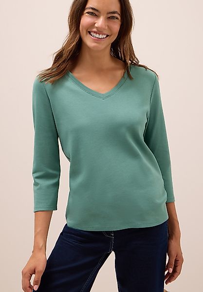 CECIL 3/4-Arm-Shirt mit V-Ausschnitt, unifarben günstig online kaufen